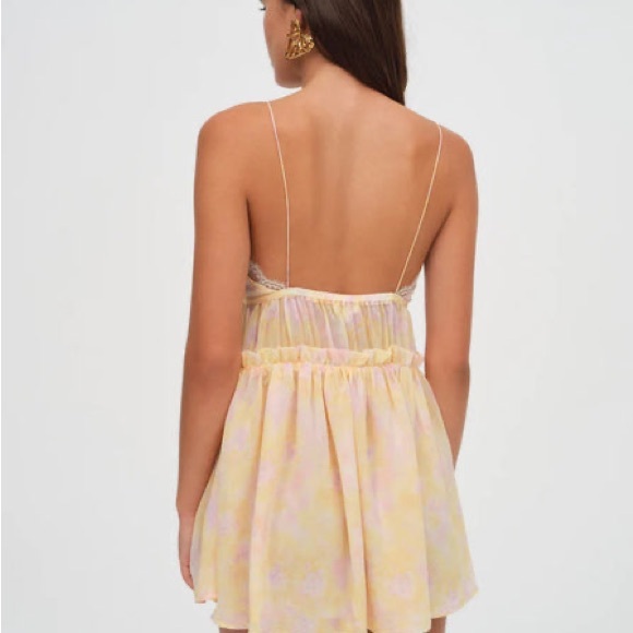 $198 NWT For Love And Lemons “Elita” Floral Mini Dress Sz Small - Picture 3 of 11